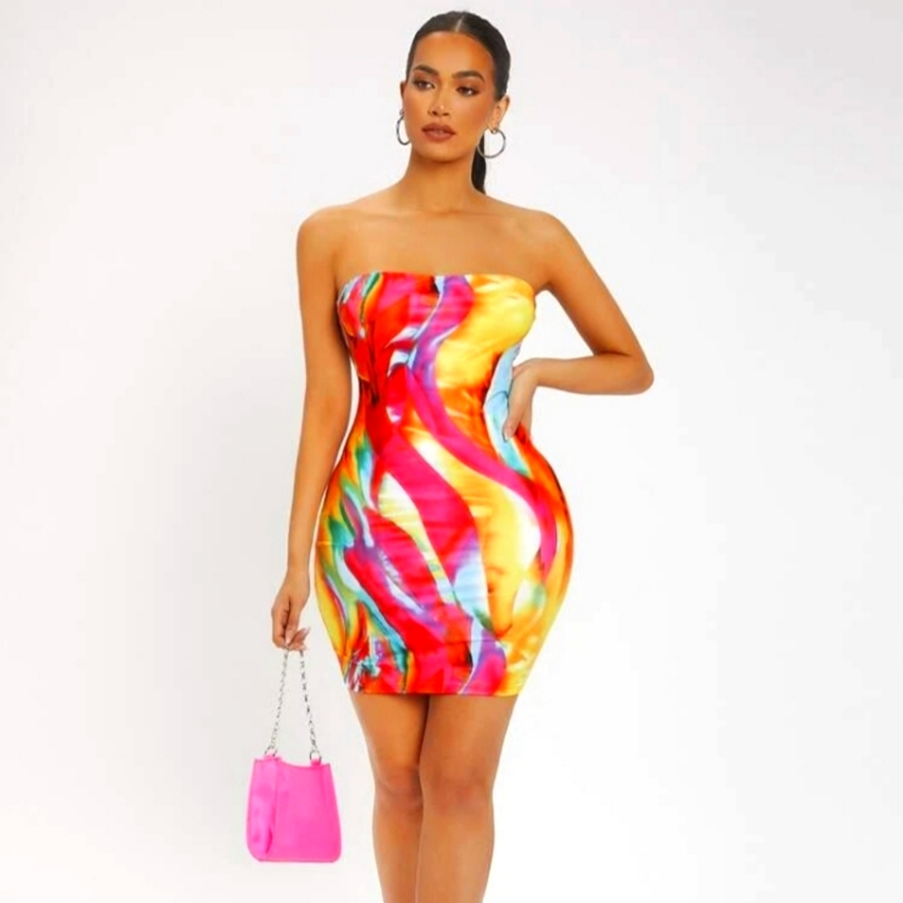 Marble Print Bodycon Dress